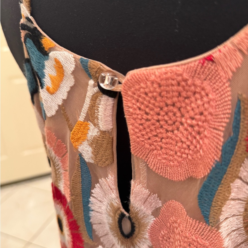 ELLIATT Revolve Floral Embroidered Nude + Pink V-Neck Maxi Evening Dress $489 - Picture 13 of 16